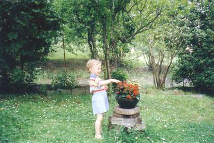 Michail with a pot of flowers