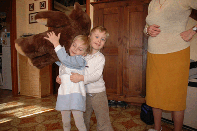 Misha plays with his cousin Francesca - Christmas 2004